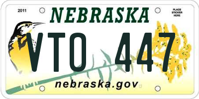 NE license plate VTO447