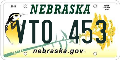 NE license plate VTO453