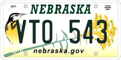 NE license plate VTO543
