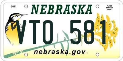 NE license plate VTO581