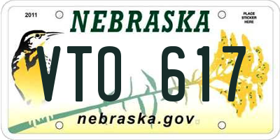 NE license plate VTO617