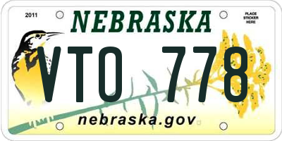 NE license plate VTO778