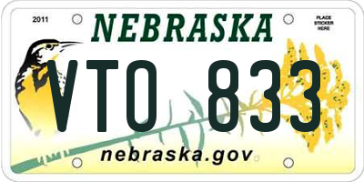 NE license plate VTO833