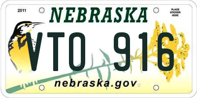 NE license plate VTO916