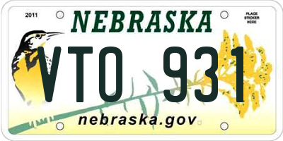 NE license plate VTO931