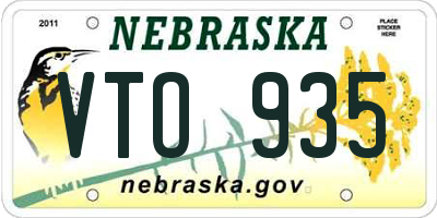 NE license plate VTO935
