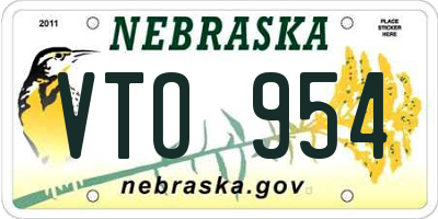 NE license plate VTO954
