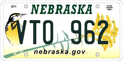 NE license plate VTO962