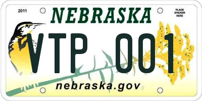 NE license plate VTP001