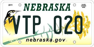 NE license plate VTP020