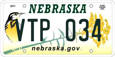 NE license plate VTP034