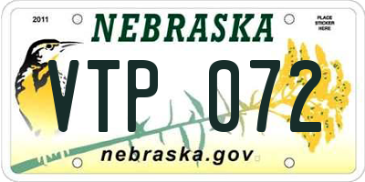 NE license plate VTP072