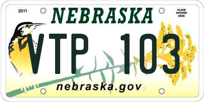 NE license plate VTP103