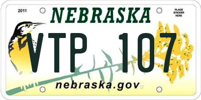NE license plate VTP107
