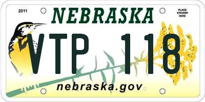 NE license plate VTP118