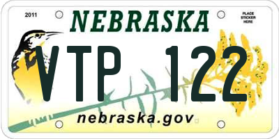 NE license plate VTP122