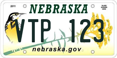NE license plate VTP123
