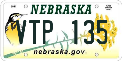 NE license plate VTP135