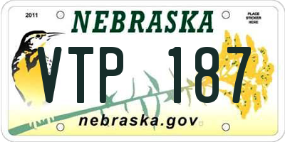 NE license plate VTP187