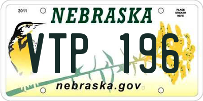 NE license plate VTP196