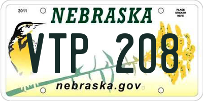 NE license plate VTP208