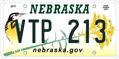 NE license plate VTP213