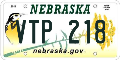 NE license plate VTP218