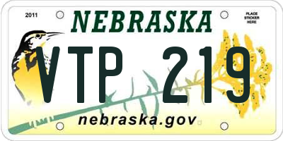 NE license plate VTP219