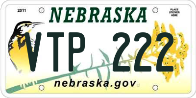 NE license plate VTP222