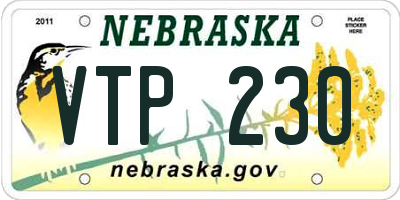 NE license plate VTP230