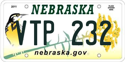 NE license plate VTP232