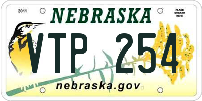 NE license plate VTP254
