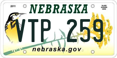 NE license plate VTP259