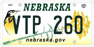 NE license plate VTP260