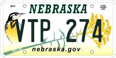 NE license plate VTP274