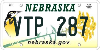 NE license plate VTP287
