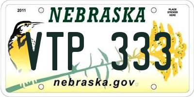 NE license plate VTP333