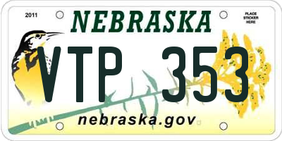 NE license plate VTP353