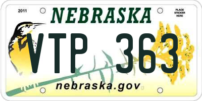 NE license plate VTP363