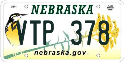NE license plate VTP378