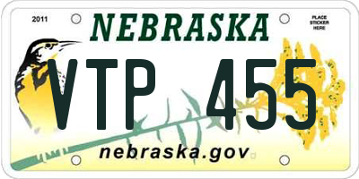 NE license plate VTP455