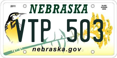 NE license plate VTP503
