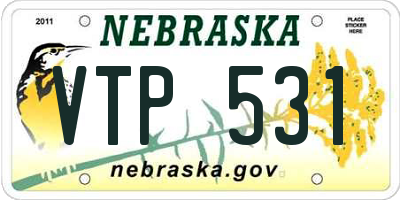 NE license plate VTP531
