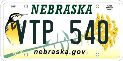 NE license plate VTP540