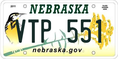 NE license plate VTP551