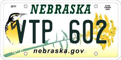 NE license plate VTP602