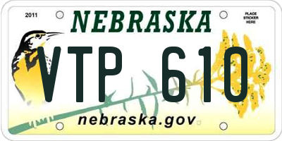 NE license plate VTP610
