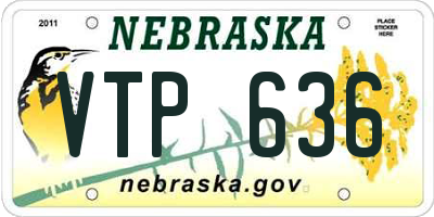 NE license plate VTP636
