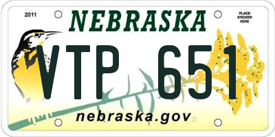 NE license plate VTP651