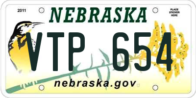 NE license plate VTP654